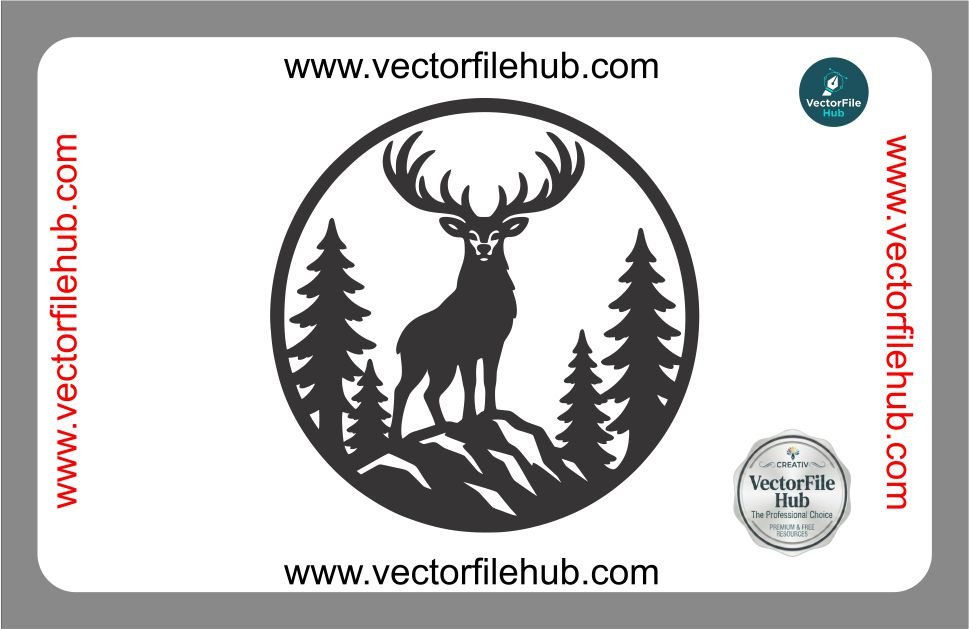 Majestic Deer Wall Art Vector - Free Download CDR File for CNC & Stickers