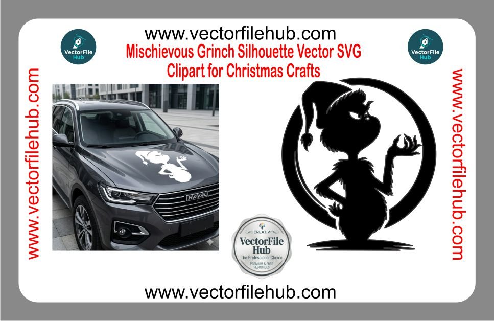 Free Download: Mischievous Grinch Silhouette Vector File (CDR) for Christmas Crafts and Vehicle Decals