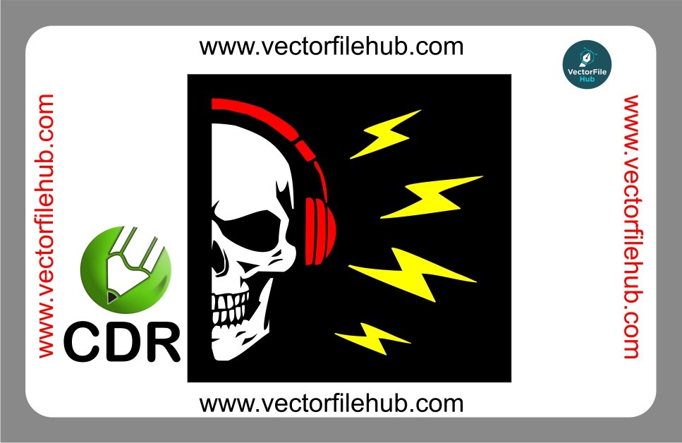 Half Skull with Headphones CDR Vector File: Free Download for Vinyl Cutting