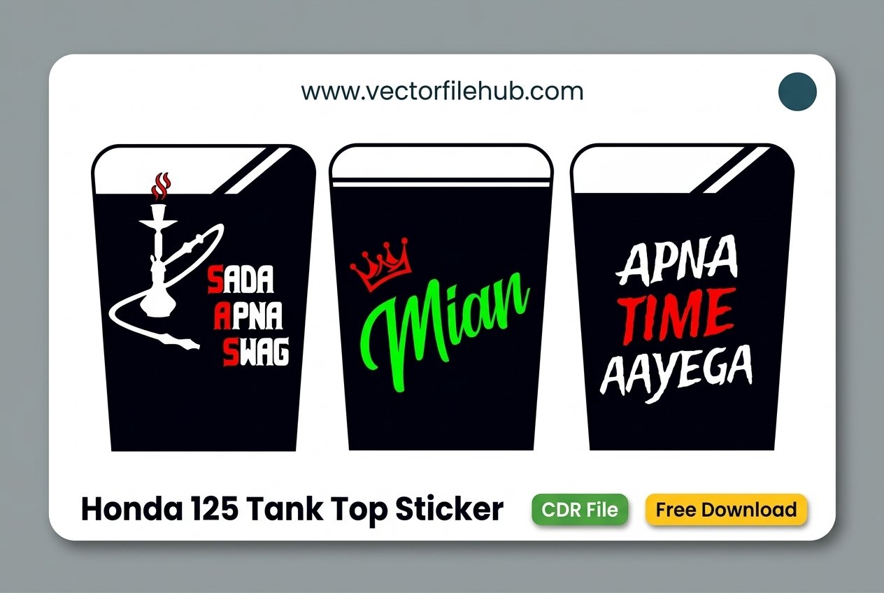 Honda 125 tank top sticker designs in CDR format