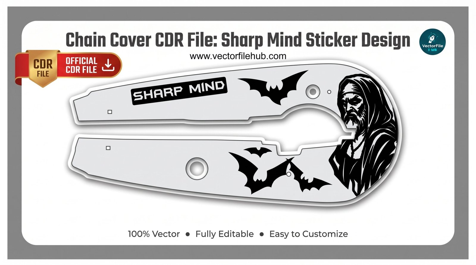 Chain Cover CDR File: Sharp Mind Sticker Design