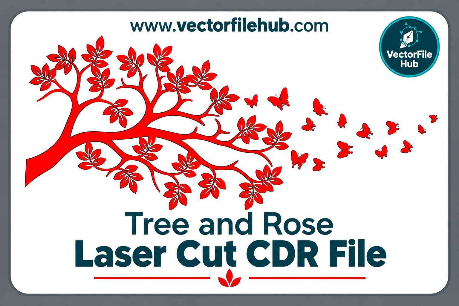 Tree and Rose Laser Cut CDR File Free Download