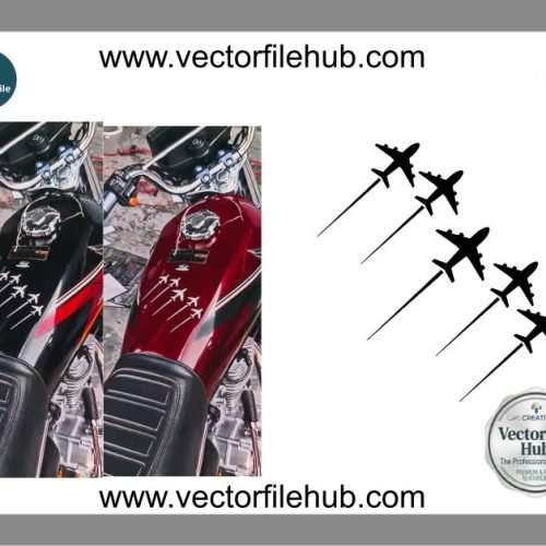 Download Free Airplane Vector Sticker CDR File for Bike Tank Customization
