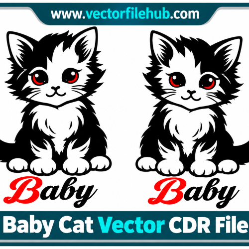 Baby Cat Sticker CDR File Free Download