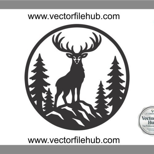 Majestic Deer Wall Art Vector - Free Download CDR File for CNC & Stickers