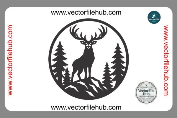 Majestic Deer Wall Art Vector - Free Download CDR File for CNC & Stickers