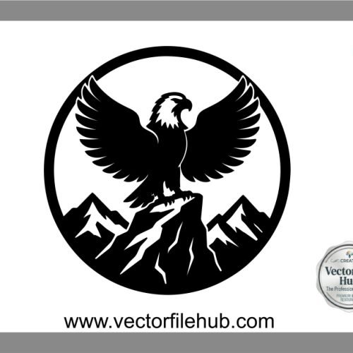 Eagle on Mountain Peak Vector Silhouette | Free CDR File Download