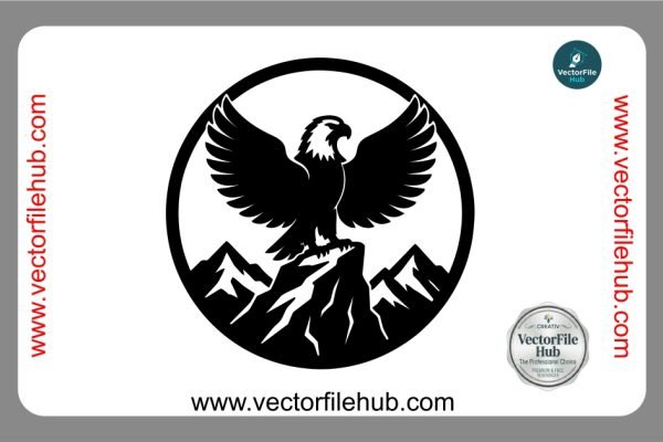 Eagle on Mountain Peak Vector Silhouette | Free CDR File Download