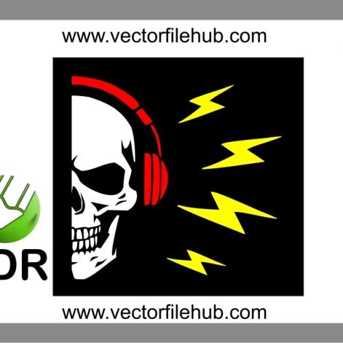 Half Skull with Headphones CDR Vector File: Free Download for Vinyl Cutting