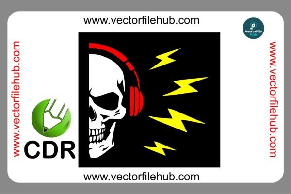 Half Skull with Headphones CDR Vector File: Free Download for Vinyl Cutting